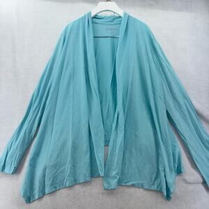 Lilly Pulitzer 100% Pima Cotton Drape Front Cardigan Sweater Aqua Blue Large